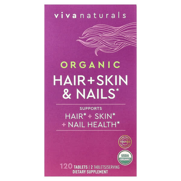 Viva Naturals, 有機頭髮 + 肌膚和指甲配方，120 片