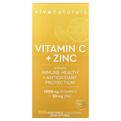 Viva Naturals, Vitamin C + Zinc, 250 Veg Capsules