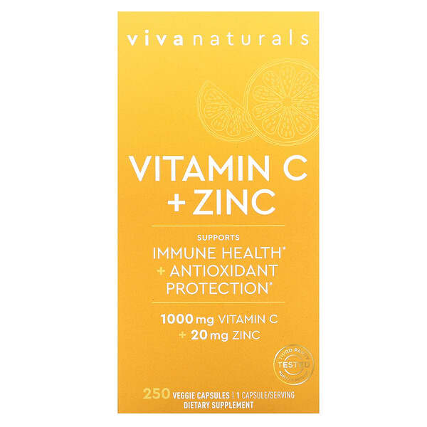 Viva Naturals, 維生素 C + 鋅，250 粒素食膠囊