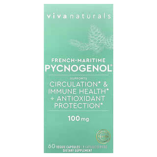 Viva Naturals, Pino marítimo francés, Pycnogenol, 100 mg, 60 cápsulas vegetales