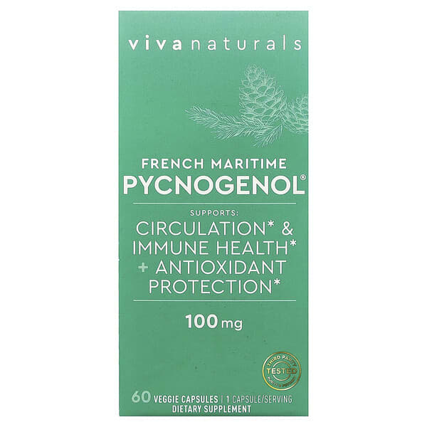 Viva Naturals, French-Maritime Pycnogenol®，100 毫克，60 粒素食膠囊