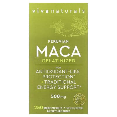Viva Naturals, Gelatinized Peruvian Maca, 500 mg, 250 Vegetarian Capsules