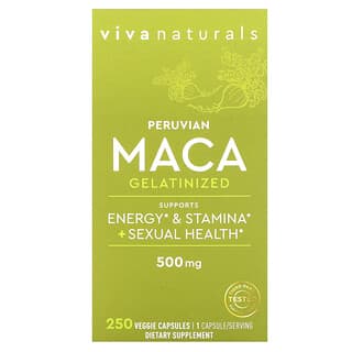 Viva Naturals, перуанська мака, желатинізована, 500 мг, 250 рослинних капсул