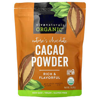 Viva Naturals, Cacau Orgânico em Pó, 454 g (1 lb)