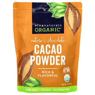 Viva Naturals, Organic Cacao Powder, Bio-Kakaopulver, 454 g (1 lb.)
