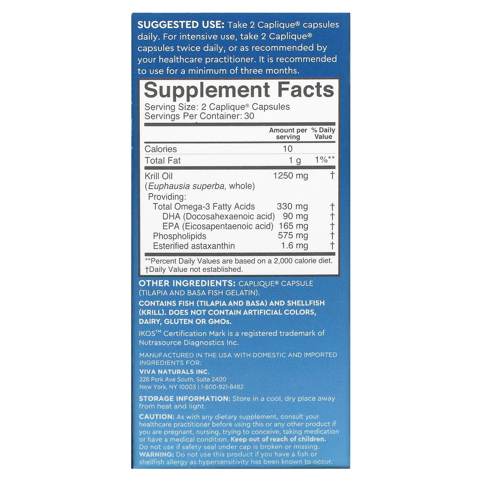 Viva Naturals, Antarctic Krill Oil with Astaxanthin, 625 mg, 60 Caplique Capsules