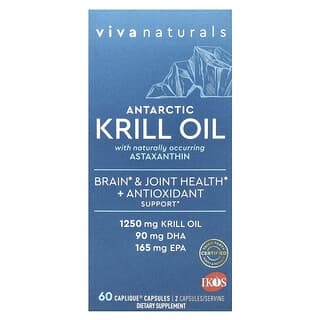 Viva Naturals, Aceite de kril antártico con astaxantina, 60 cápsulas Caplique