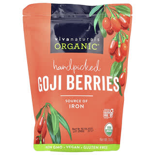 Viva Naturals, Goji Berries Orgânicos Escolhidos a dedo, 454 g (1 lb)