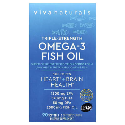 Viva Naturals, Omega-3 Fish Oil, Triple Power, 90 Softgels