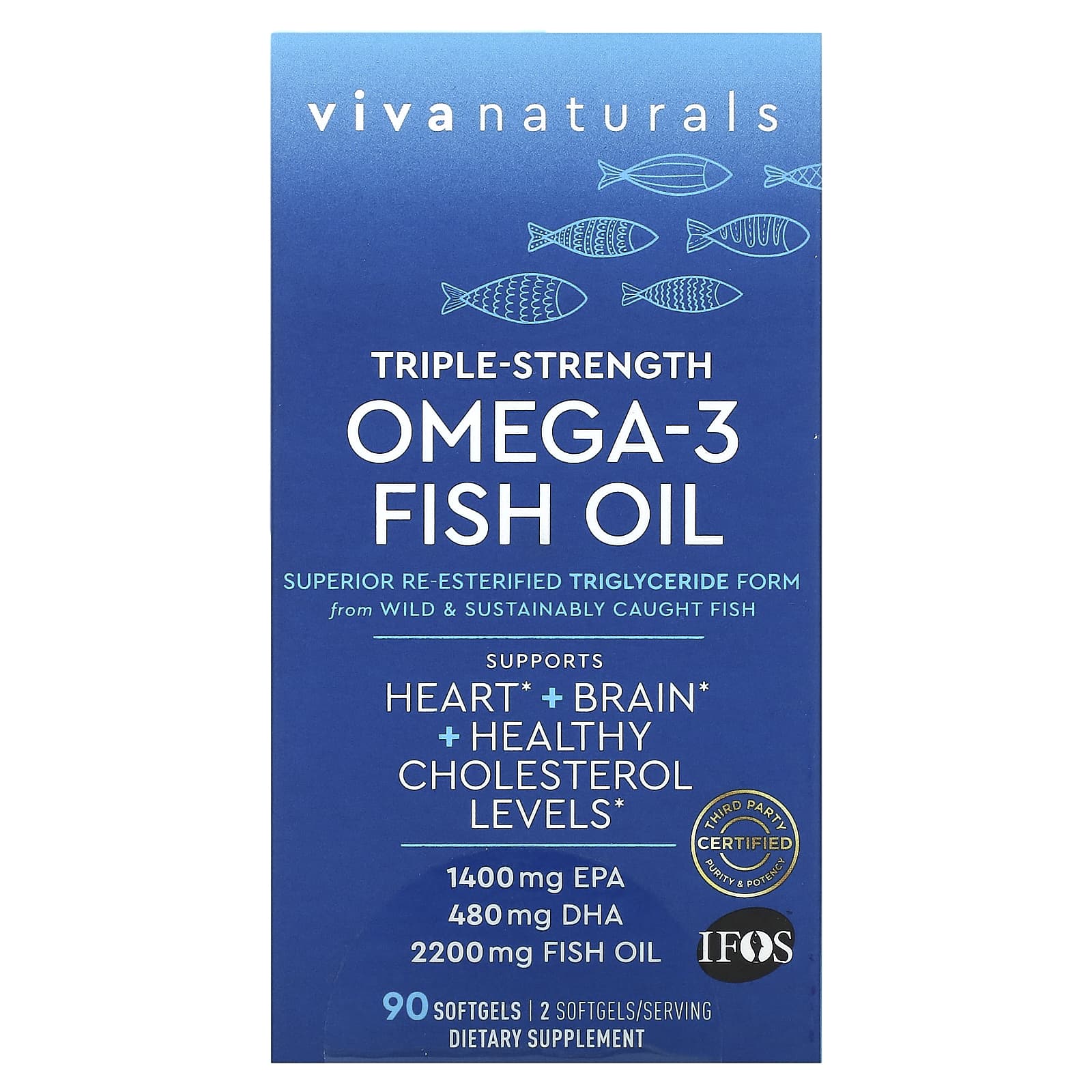 Omega 3 Fish Oil Triple Strength 1 100 mg 90 Softgels