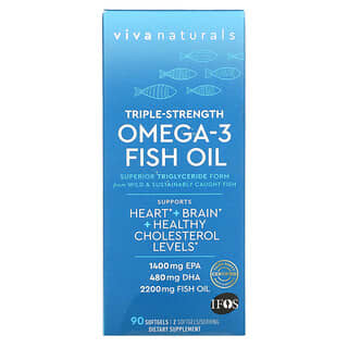 Viva Naturals, Omega-3 鱼油，三倍功效，90 粒软凝胶