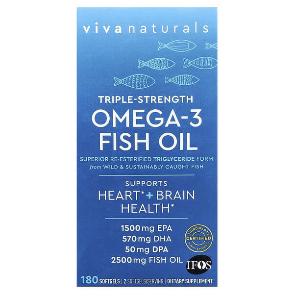 Viva Naturals, Omega-3 魚油，2500 毫克，180 粒軟膠囊