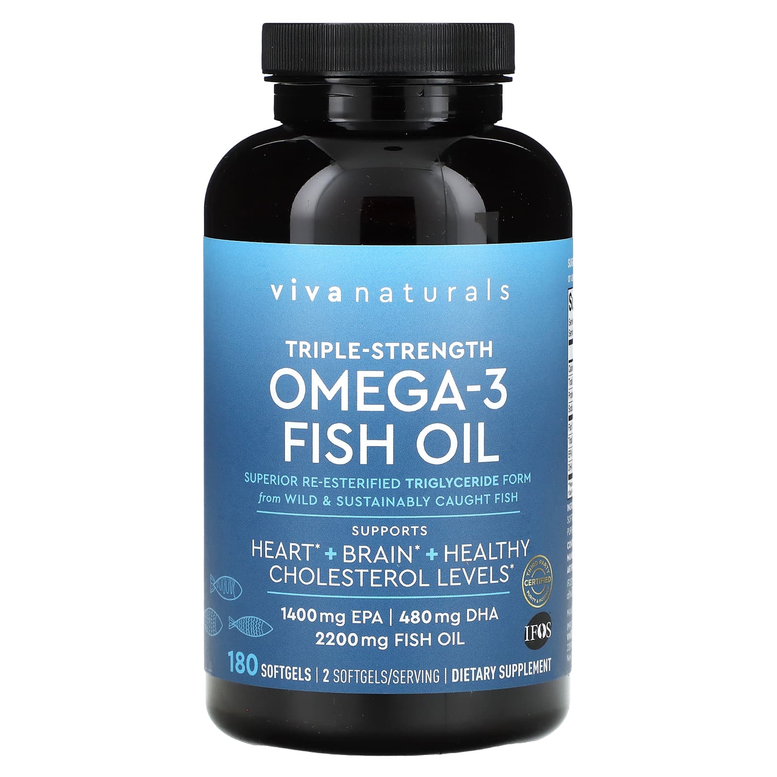Viva Naturals, Omega3 Fish Oil, TripleStrength , 1,100 mg, 180 Softgels
