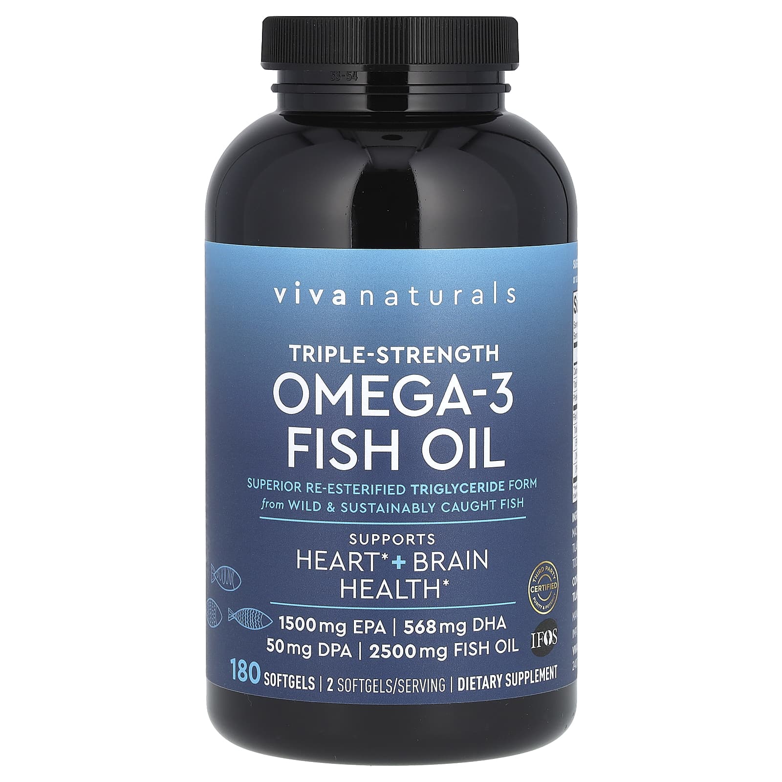 Omega 3 Fish Oil Viva Naturals Viva Naturals, Omega-3 Fish Oil, Triple-Strength, 2,200 mg, 180