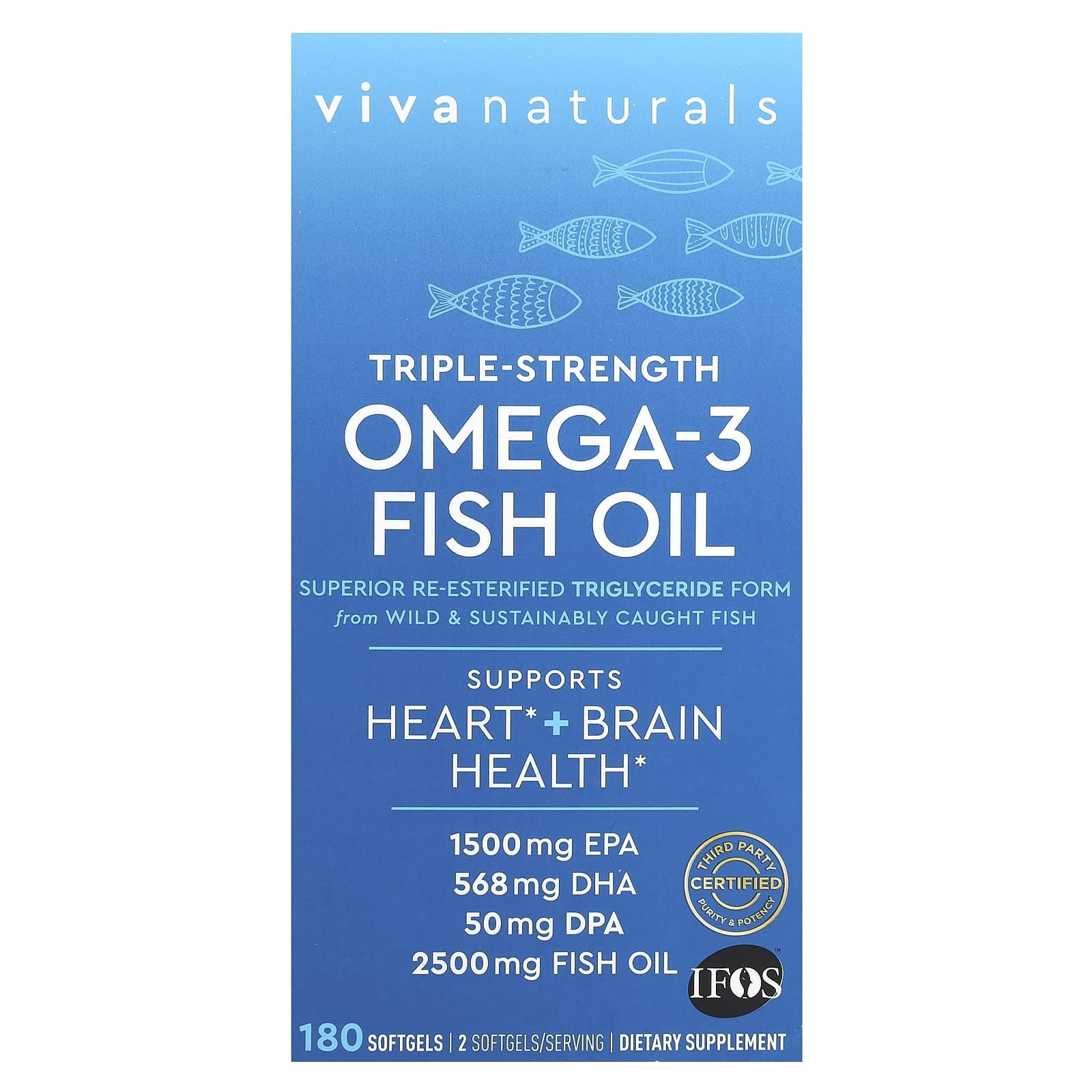 Viva Naturals, Omega3 Fish Oil, TripleStrength, 2,200 mg, 180
