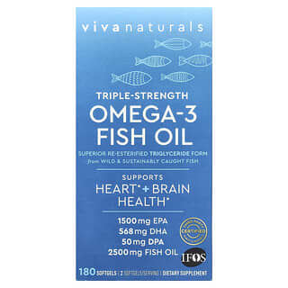 Viva Naturals, Omega-3 Balık Yağı, Üçlü Güç, 180 Yumuşak Jel