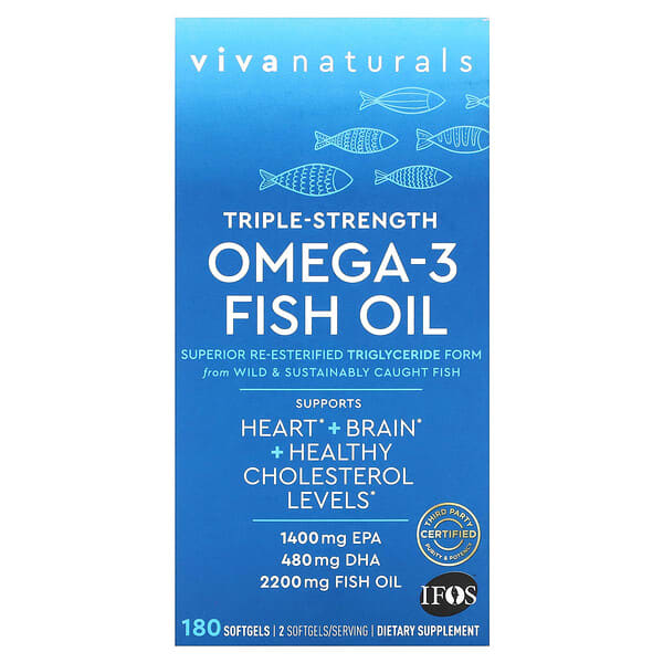Viva Naturals, Omega-3 Fish Oil, Triple-Strength , 1,100 mg, 180 Softgels