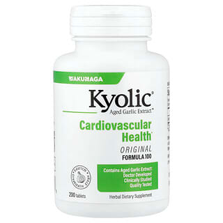 Kyolic, Extracto de ajo maduro, Suplemento cardiovascular, Fórmula original 100, 200 comprimidos (300 mg por comprimido)