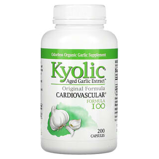 Kyolic, خُلاصة ثوم معمّر،  لصحة القلب والأوعية الدموية، تركيبة 100، 200 كبسولة