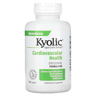 Kyolic, Aged Garlic Extract, витриманий екстракт часнику, для серцево-судинної системи, формула 100, 200 капсул
