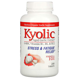 Kyolic, Aged Garlic Extract, للتخلص من الإجهاد والتعب، تركيبة 101، 200 قرص