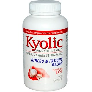 Kyolic, Aged Garlic Extract, Stress & Fatigue Relief, Formula 101, 200 Capsules