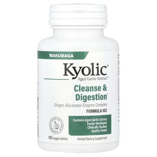 Kyolic, Aged Garlic Extract™, Arındırma ve Sindirim, Formül 102, 100 Sebze Tableti