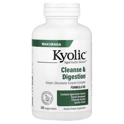 Kyolic, Aged Garlic Extract, Candida Cleanse and Digestive Formula 102, 200 Vegetarian Tablets