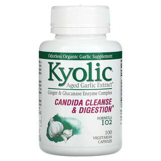Kyolic, Extracto de ajo añejo, fórmula para la limpieza y la digestión de la cándida 102, 100 cápsulas vegetales