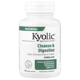 Kyolic, Estratto di aglio invecchiato, formula detergente e digerente 102, 100 capsule vegetali