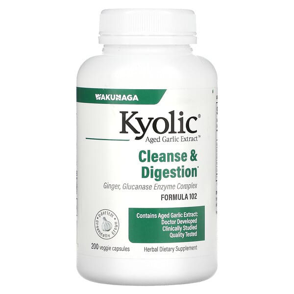 Kyolic, Gealterter Knoblauchextrakt, Candida Cleanse & Digestion, Formel 102, 200 vegetarische Kapseln