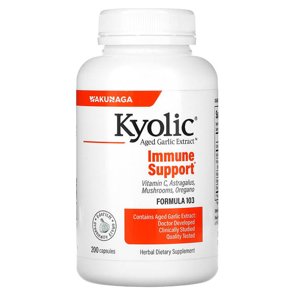 Kyolic, Aged Garlic Extract, выдержанный экстракт чеснока, для иммунитета, формула 103, 200 капсул