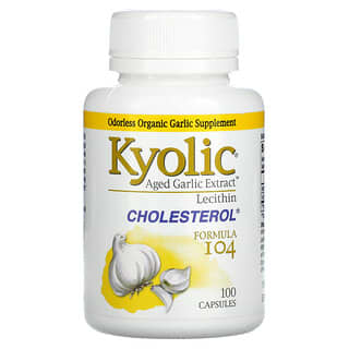 Kyolic, Aged Garlic Extract com Lecitina, Colesterol, Fórmula 104, 100 Cápsulas