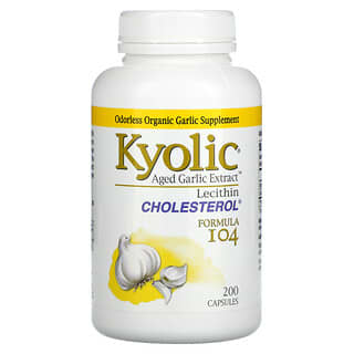 Kyolic, Aged Garlic Extract بالليسيثين، تركيبة الكولسترول 104، 200 كبسولة