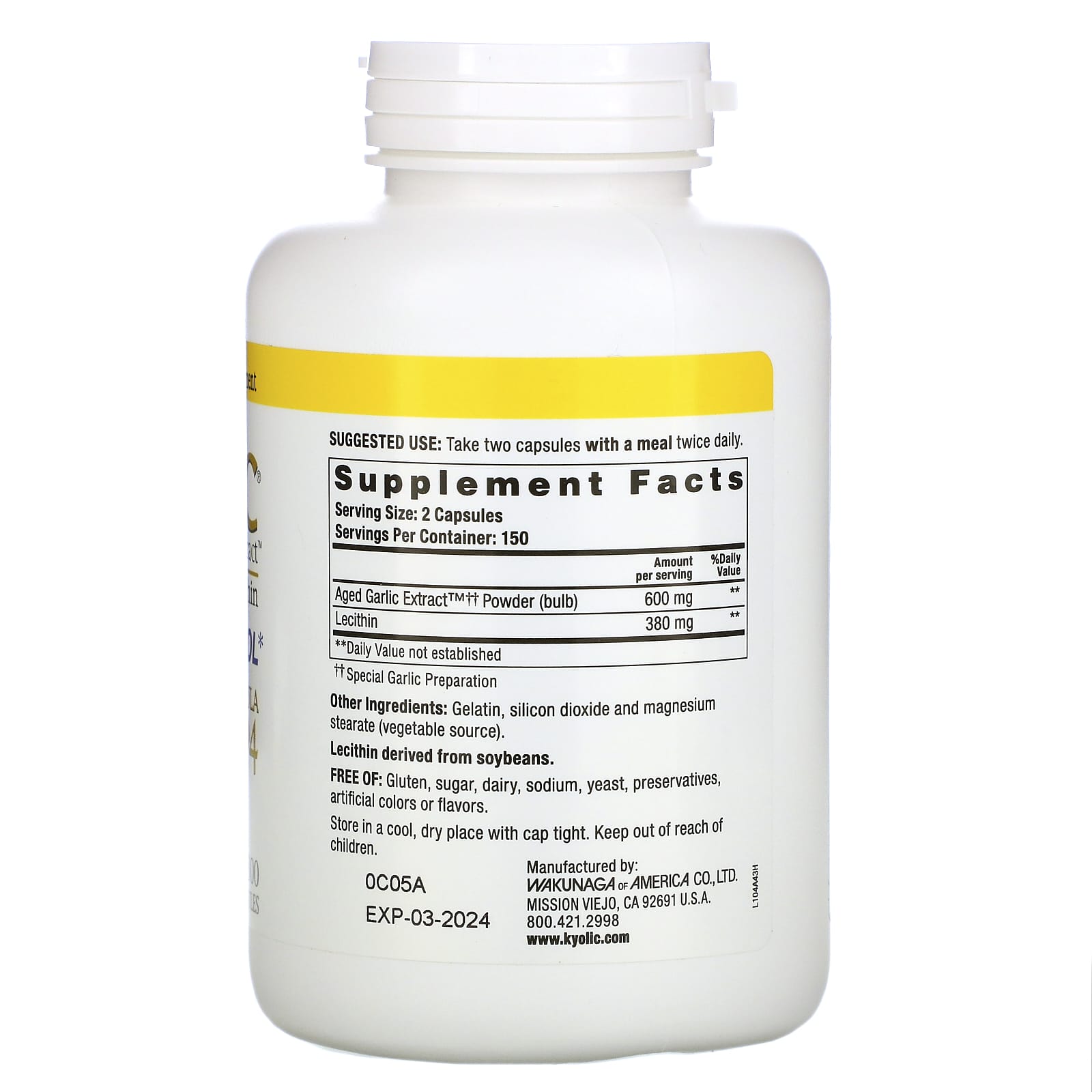 Kyolic, Aged Garlic Extract with Lecithin, Cholesterol Formula 104, 300