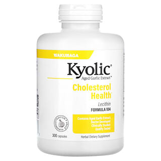 Kyolic, Aged Garlic Extract, екстракт часнику з лецитином, формула 104 для зниження рівня холестерину, 300 капсул