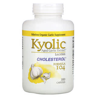 Kyolic, مستخلص الثوم المعتق المعزز بالليسيثين، تركيبة 104 للكولسترول، 300 كبسولة