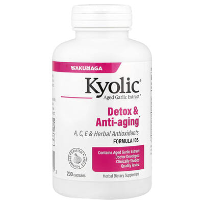 Kyolic, Aged Garlic Extract™, Detox & Anti-Aging, Formula 105, 200 Capsules