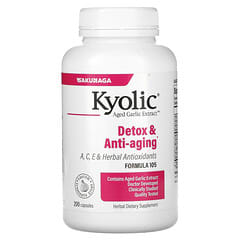 Kyolic, Aged Garlic Extract, формула 105 для детоксикации и омоложения, 200 капсул