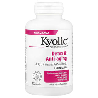 Kyolic, Aged Garlic Extract™, антивозрастное и очищающее средство, формула 105, 200 капсул