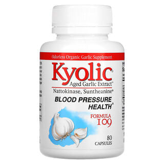 Kyolic, Extracto de ajo añejo, Salud de la presión arterial, Fórmula 109, 80 cápsulas
