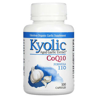 Kyolic, مستخلص الثوم المعمر Aged Garlic Extract، إنزيم Q10 المساعد، تركيبة 110، 100 كبسولة