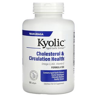 Kyolic, Aged Garlic Extract, Cholestérol et santé de la circulation, 180 capsules à enveloppe molle