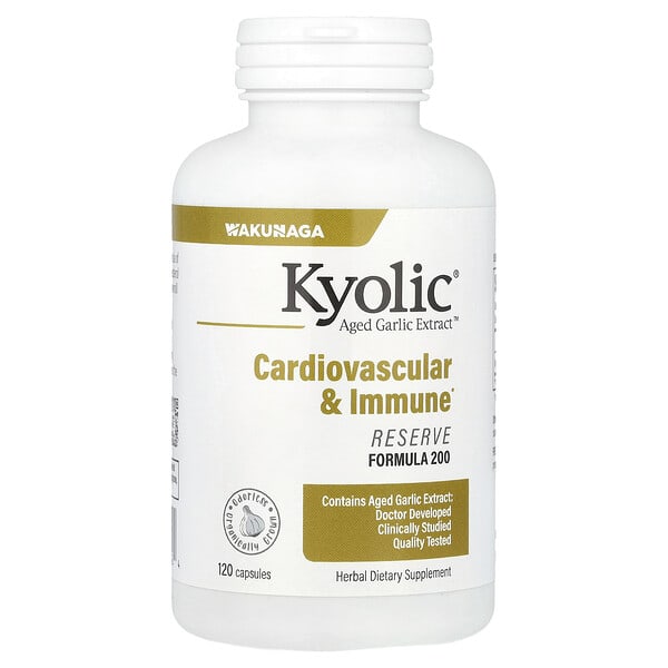 Kyolic Aged Garlic Extract™, Cardiovascular & Immune, Reserve Formula 200, 120 Capsules (600 mg per Capsule)