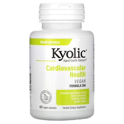 Kyolic, Aged Garlic Extract, Cardiovascular Health, Vegan Formula 300, 120 Vegan Capsules (300 mg per Capsule)