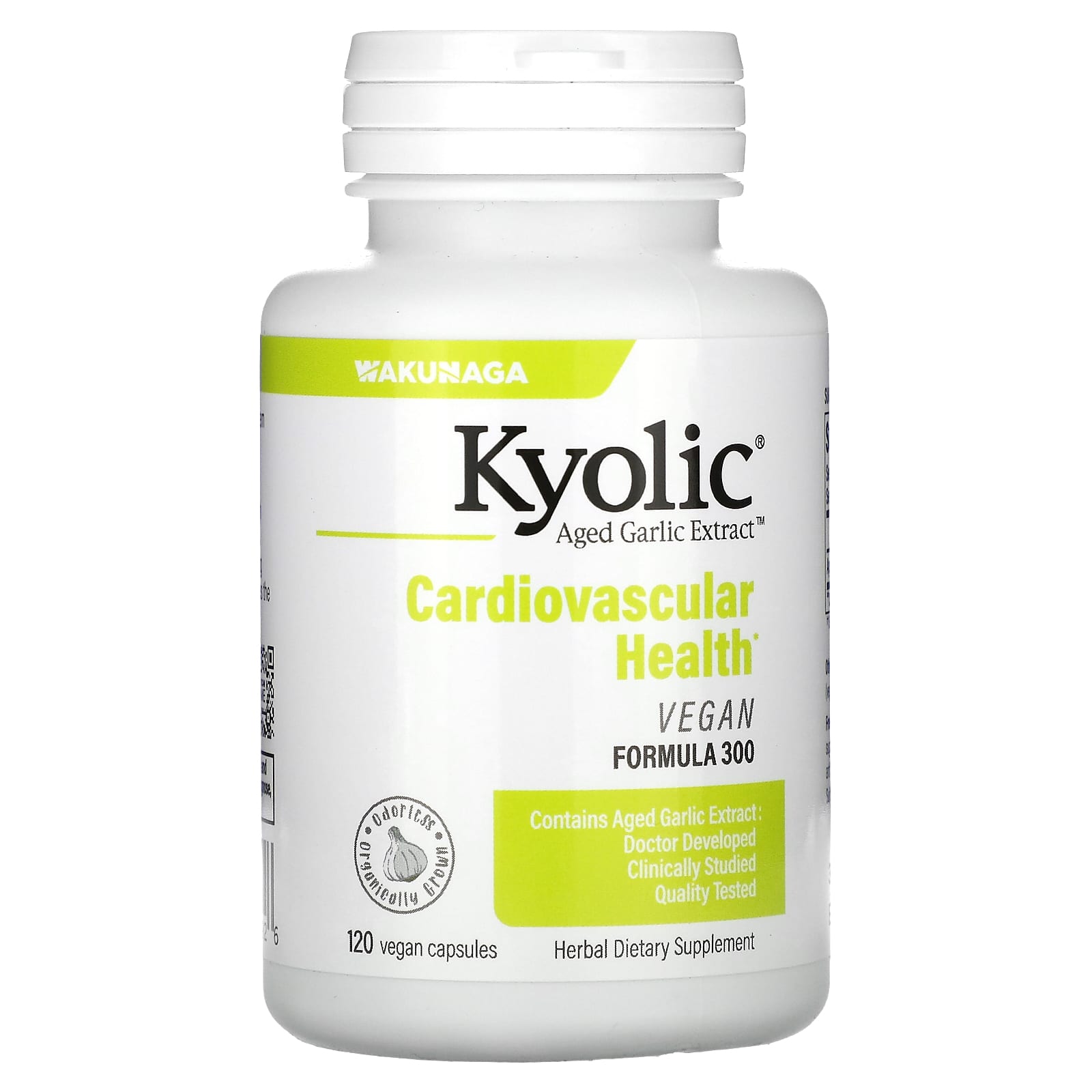 Kyolic, Aged Garlic Extract, выдержанный экстракт чеснока, для здоровья сердечно-сосудистой системы, веганская формула 300, 120 веганских капсул (300 мг в 1 капсуле)