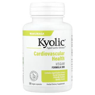 Kyolic, Extract de usturoi îmbătrânit, sănătate cardiovasculară, formulă vegană 300, 600 mg, 120 capsule vegane (300 mg per capsulă)