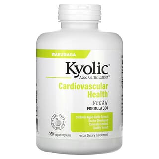Kyolic, Выдержанный экстракт чеснока, здоровье сердечно-сосудистой системы, веганская формула 300, 360 веганских капсул