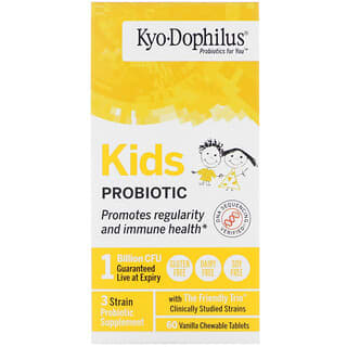 Kyolic, смесь пробиотиков для детей, со вкусом ванили, 60 жевательных таблеток