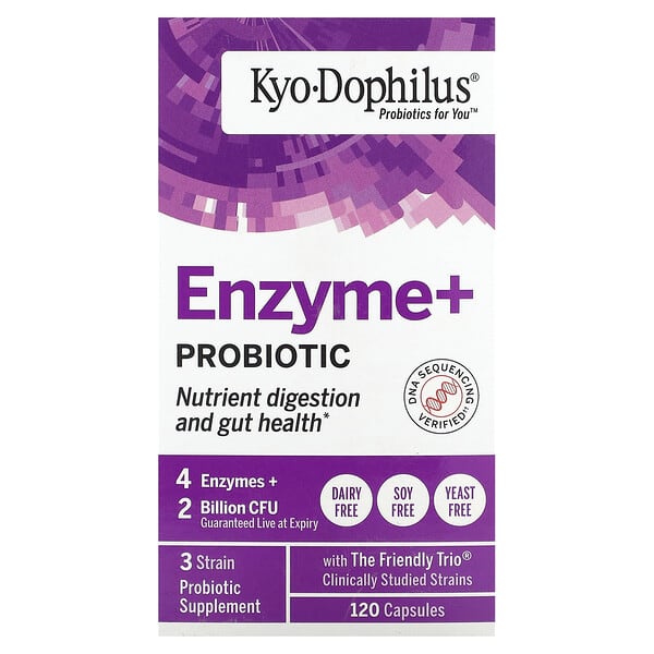Kyolic, Kyo-Dophilus, Enzyme+ Probiotic, 2 Billion, 120 Capsules (1 Billion CFU per Capsule)